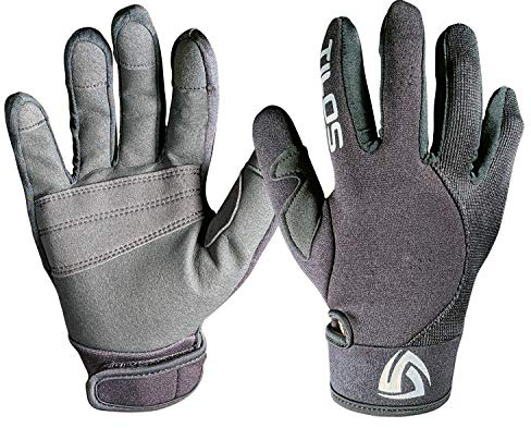 Tilos 1.5mm Tropical Dive Gloves Stretchy Mesh with Amara Leather for Snorkeling, Kayaking, Water Jet Skiing, Sailing, Scuba Diving, Rafting (Black, L)