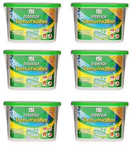 6 x Interior DEHUMIDIFIER 151 Set of 6 De Humidifier Stop Moisture Damp Remover Mould Mildew Condensation Air Freshner Caravan Car Boat Home Office
