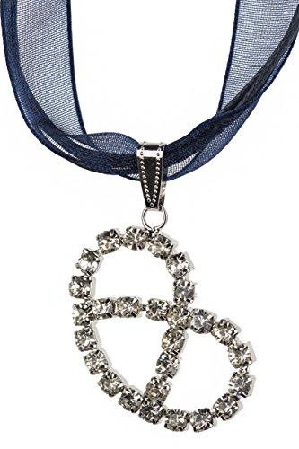 Elegant traditionell kedja kringel med gnistrande strass – organza-kedja – hängsmycke, kostymsmycke, kedja för Dirndl och läderbyxor, Einheitsgröße, Strass