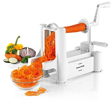 Salter BW04294 Healthy 3-Blade Fruit and Vegetable Food Preparation Manual Hand Spiralizer, White