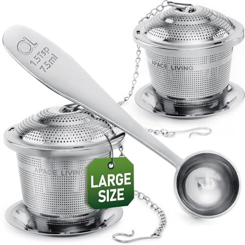 Infusore per il Tè Apace (set da 2) con Cucchiaino da Tè e Piattino Anti-goccia – Filtro & Colino in Acciaio Inossidabile Ultra-Elegante per Un’Esperienza di Infusione Superiore