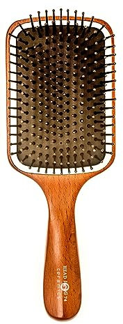 Head Jog 74 Ceramic Wooden Paddle Brush Detangler Hair Brush for Salon Hairdressing. Styling Tools For Long, Thick, Curly, Wavy, Dry or Damaged Hair, Reducing Hair Breakage and Frizzy, No More Tangle.