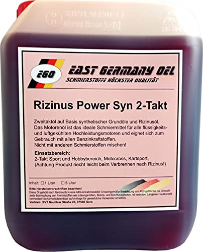 East Germany OIL Zweitaktöl Synthetisches 2 Takt Öl Rizinus Rot 5 Liter Kanister