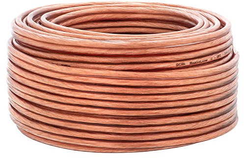 DCSk – 50m - 2 x 4mm² - Cable para Altavoces – Cable OFC para Altavoces, Adecuado para Altavoces de Coche, Cobre Puro sin oxígeno 99.99%, Transparente
