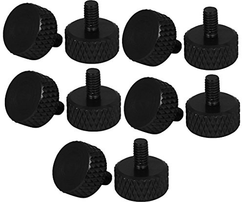 sourcing map Computadora PC Tarjeta gráfica Tornillos moleteados de cabeza plana Negro M3.5x6mm 10pcs
