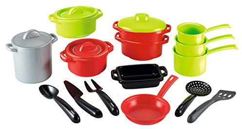Jouets Ecoiffier - 991 - Sachet de casseroles pour enfants 100 % Chef - 19 pièces - Jeu d'imitation - Dès 18 mois - Fabriqué en France, Jaune