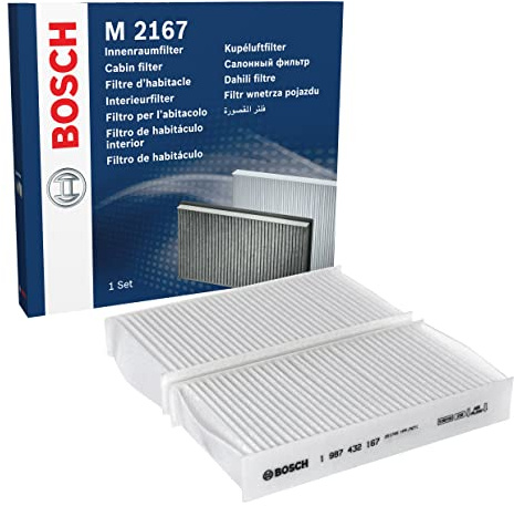 Bosch M2167 Standard Cabin Filter, Replacement Filters - Filters Pollen and Dust for Cleaner Air Inside the Vehicle Set of 2 Filters