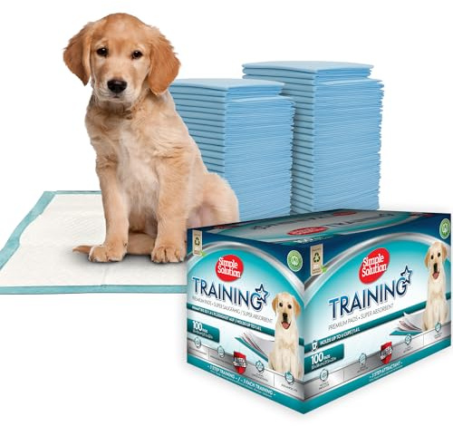 Simple Solution Super Absorbent Premium Dog and Puppy Training Pads. Leak-Proof 6 Layer Design. Anti-Slip, Odour-neutralising. Large 100 Pack - white
