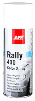 APP Rally 400 Color Spray - Pintura spray blanco brillante | Pintura para coche, madera, metal | Spray pintura blanca para para todo tipo de superficies, alta cobertura | 400 ml