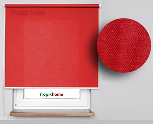 Duschrollo FENSTERROLLO 45 cm BREITE 175 cm LANG ROT VERDUNKLUNG 50% SICHTSCHUTZROLLO INKL. SEILZUG Fenster Rollo KLEMMROLLO 45x175