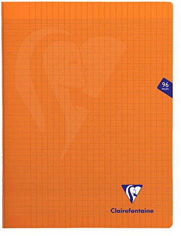 Clairefontaine 383361C - Schulheft / Heft Mimesys DIN A4+ 24x32 cm, 48 Blatt 90g, französische Lineatur, Einband aus PP, geheftet, Orange, 1 Stück