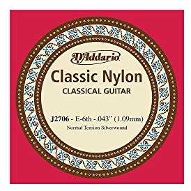 D'Addario J2706, cuerda individual de nailon para guitarra clásica, nivel principiante, tensión normal, sexta cuerda