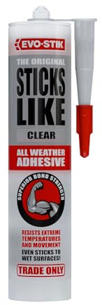 EVO-STIK Sticks Like Adhesive, All Weather, Extreme Temperature & Movement Resistant, Colour: Clear, Size: 290ml