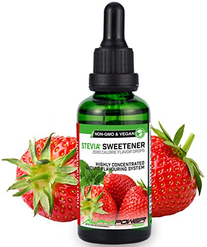 ALPHAPOWER FOOD Stévia Gouttes de Fraise - arôme alimentaire naturel I Édulcorant Liquide - très concentré 1 x 50 ml. flavour Stevia drops, Flavdrops