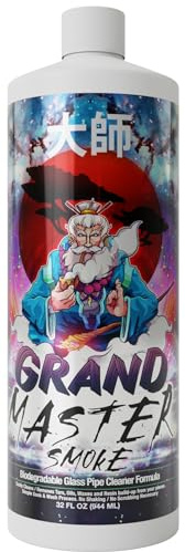 GRAND MASTER SMOKE 32oz Soak & Wash Glass Pipe Cleaner - Cleanse, Deodorize, Restore - No Shaking/No Scrubbing