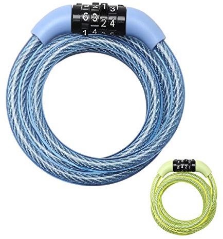 Master Lock Sporting Good Cable Antivol Vélo (1,2 m Câble) (Combinaison) (Extérieur) (Couleur Aléatoire) 8143EURDPROCOL, Bleu, Vert, 17.0 cm x 9.4 cm x 2.9 cm
