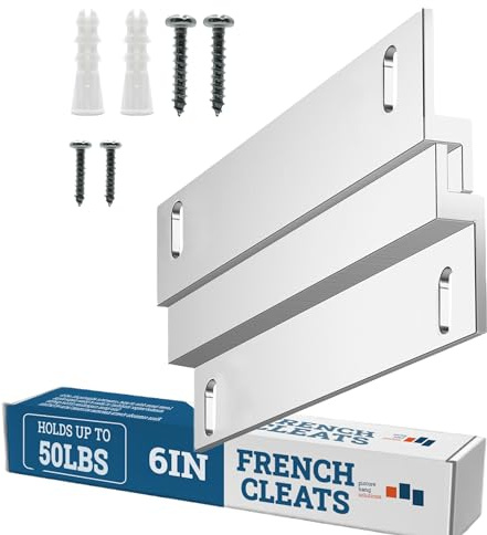 French Cleat Hanger Heavy Duty - 6 inch Aluminum Z Clips (3 Pairs) - Mirror Hanging Hardware Kit - Picture Hanging Brackets - Wall Mount for Cabinets, Frames & Whiteboard - 50 lbs