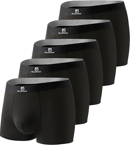 GLESTORE Boxers for Men Pants Underwear Multipack Men's Modal Briefs Boxer Shorts Underpants 5Black XXL