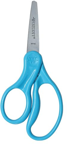 Westcott 13178 Left-Handed Scissors, Hard Handle Kids' Scissors, Back to School, Classroom Supplies, Ages 4-8, 5-Inch Pointed Tip, Color Varies, 1 Count
