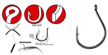 Gamakatsu Haken Wacky 318 schwarz - 6 Angelhaken, Größe:1