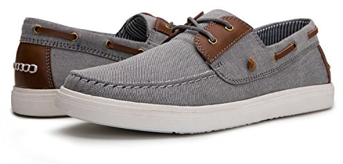 GLOBALWIN Men's Loafers Casual Slip On Boat Shoes Grey 12M