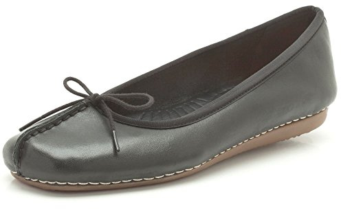 Clarks Women's Freckle Ice Ballet Flats, Black Leather, 7.5 UK