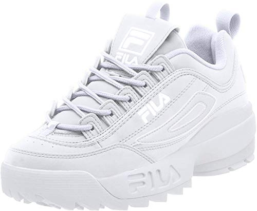 Fila Men's Strada Disruptor fashion sneakers, White/White/White, 8 US
