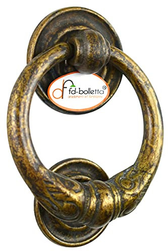 fd-bolletta arredamento e illuminazione Battente Porta,batacchi,Battente Ottone,Battente ad Anello btm1 Misure:H Battente 13cm,H Totale Come in Foto 14,5cm,Ø Anello 10cm.Interasse tra i Due perni 9cm