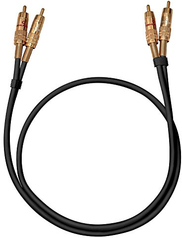 Oehlbach NF 1 Master 50 - Hervorragendes analoges Stereo Audio-Cinchkabel - 2X Cinch/2x Cinch, Vollmetallstecker, Schirmung - 0,50 m - schwarz