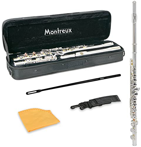 Montreux Flauta Estudiantil Para Principiantes Con Estuche De Transporte Protectora Ligera: Plateado Plateado, Compensación G, Mecanismo Dividido, Coal C