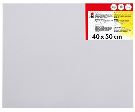 Marabu 1620000000400 - Malkarton weiß, ca. 40 x 50 cm, Kartonstärke ca. 0,4 cm, mit 280 g/qm Baumwolle kaschiert, 3 fach grundiert, leicht saugend, für Acryl-, Öl-, Gouache- und Temperafarben