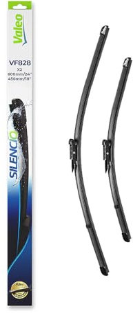 VALEO Silencio Wischer - VF828 - Leistungsstarke, hervorragende Sicht auf der Straße, einfache Montage - originale Flachblätter 600mm/450mm - Vorne - Set mit 2 Wischerblättern - 577828