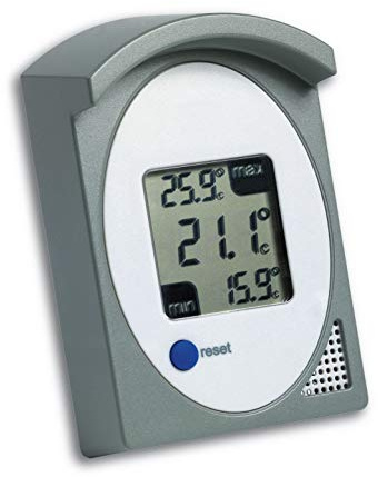 TFA Dostmann Digitales Thermometer, für innen oder außen, Höchst- und Tiefstwerte, spritzwassergeschützt