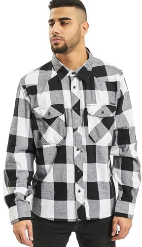 Brandit Check Shirt Herren Baumwoll Hemd XL Weiss-schwarz