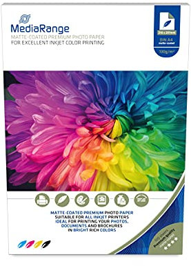 MediaRange DIN A4 Photo Paper for inkjet printers, matte-coated, 130g, 100 sheets