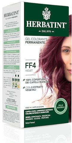 Herbatint Gel Colorante Permanente per Capelli FF4 Violet - 150 ml, senza Ammoniaca, 100% Copertura Capelli Bianchi, per Pelli Sensibili, con 8 Estratti Naturali Bio