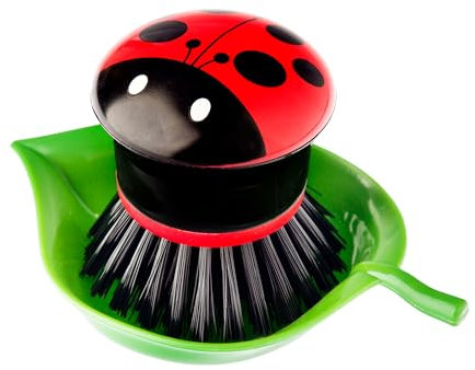 Vigar Ladybug Dish Scrub Brush with Holder for Cleaning, Ladybug