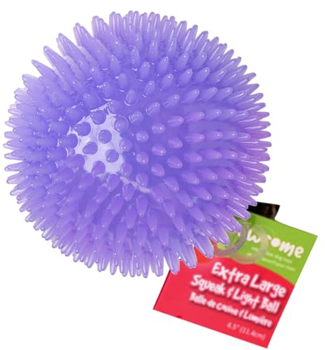 Gnawsome 4.5ā Spiky Squeak & Light Ball Dog Toy - Extra Large, Cleans teeth and Promotes Dental and Gum Health for Your Pet, Colors will vary, All Breed Sizes