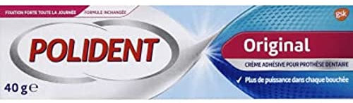 Polident Original Crème Fixative Forte, Pour Prothèses Dentaires Partielles ou Complètes, Goût Mentholé, 40g
