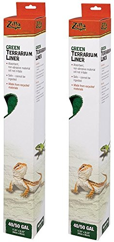 (2 Pack) Zilla Reptile Terrarium Bedding Substrate Liner, Green, 40 Breeder/50Gallon