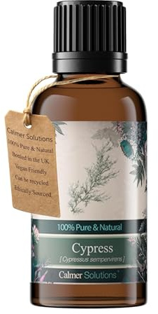 Calmer Solutions Cypress Essential Oil 30ml – 100% Pure & Natural – Fresh Woody Aromatherapy Oil for Calm, Balance & Focus – Ideal for Diffusers, Massage, Skincare & DIY Remedies
