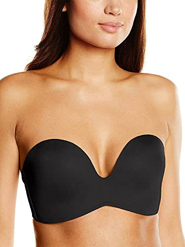 Wonderbra Damen Ultimate Strapless trägerloser BH nahtlos starker Halt Push-Up , Strapless-BHschwarz, 85 G