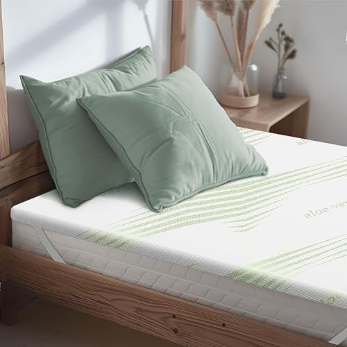 DOLCI SOGNI Topper Viscoelastico 80x190 cm, Espesor 5 cm, Topper 80x190 con Funda de Aloe Vera y Elásticos de Sujeción, Sobrecolchon 80x190 Espuma Viscoelástica