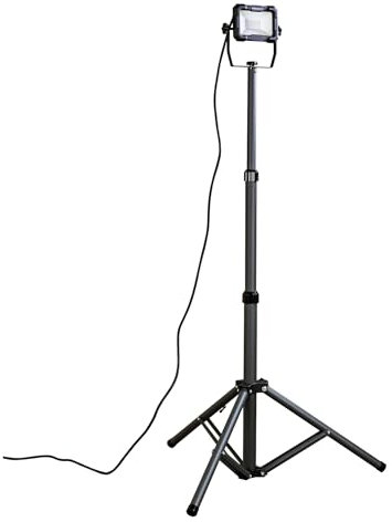 Projecteur LED de chantier filaire sur pied télescopique 20W, 1800 lumens, IP65, IK07, 4000K, garantie 3 ans - Tibelec