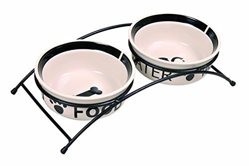 TRIXIE Eat on Feet - Set di Due Ciotole in Ceramica per Cani
