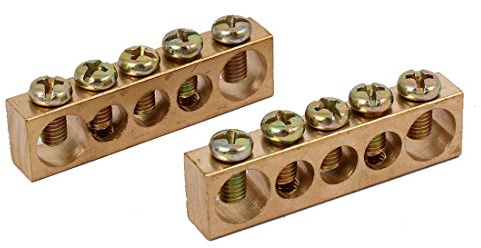uxcell 5 Positions Electric Wire Screw Terminal Ground Copper Neutral Bar 2pcs