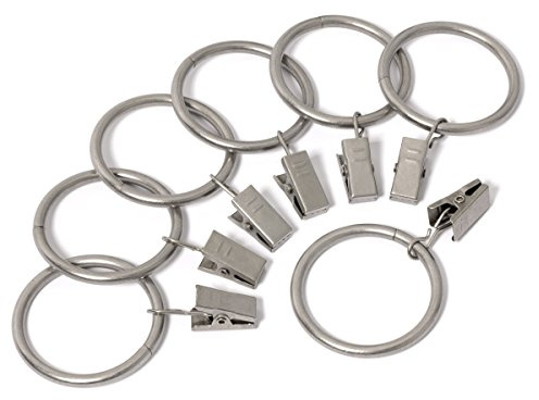 Metal Curtain Clip Rings 2 Inch Interior Diameter Set of 14 (Nickel Satin)