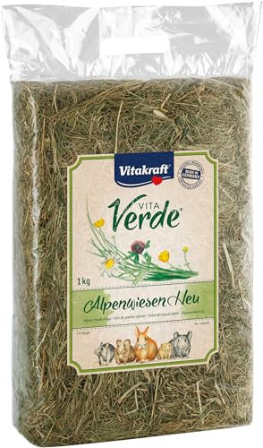 Vitakraft Vita Verde Alpenwiesen Heu, Heu für Nager, gepresst, mit Mineralien und Spurenelementen, ohne Zusatz von Zucker und Getreide (1x 1kg)