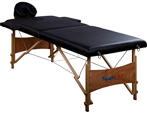 MOVIT Mobile Massageliege inkl. Tasche, Kopf- und Armstützen, Vollholzgestell, Farbwahl, schadstoffgeprüft, schwarz