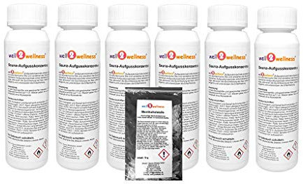 well2wellness Sauna Set 'Top de aromas' 6 x 125 ml + Gratis mentol de 10 g